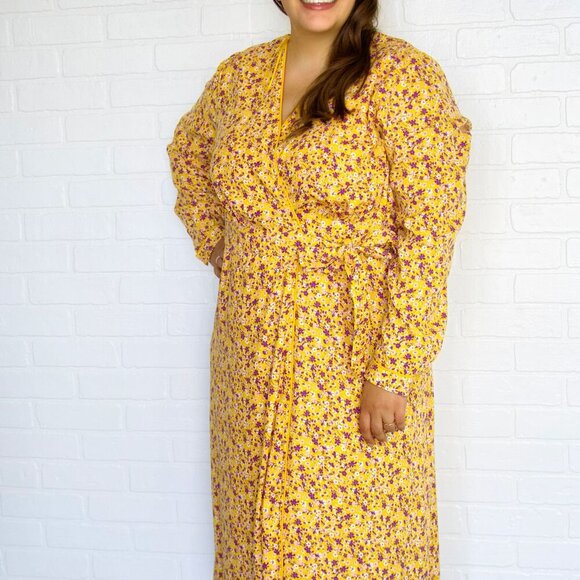 NWT Time and Tru ~ Yellow and Purple Floral Dress ~ Size XL - Picture 5 of 9